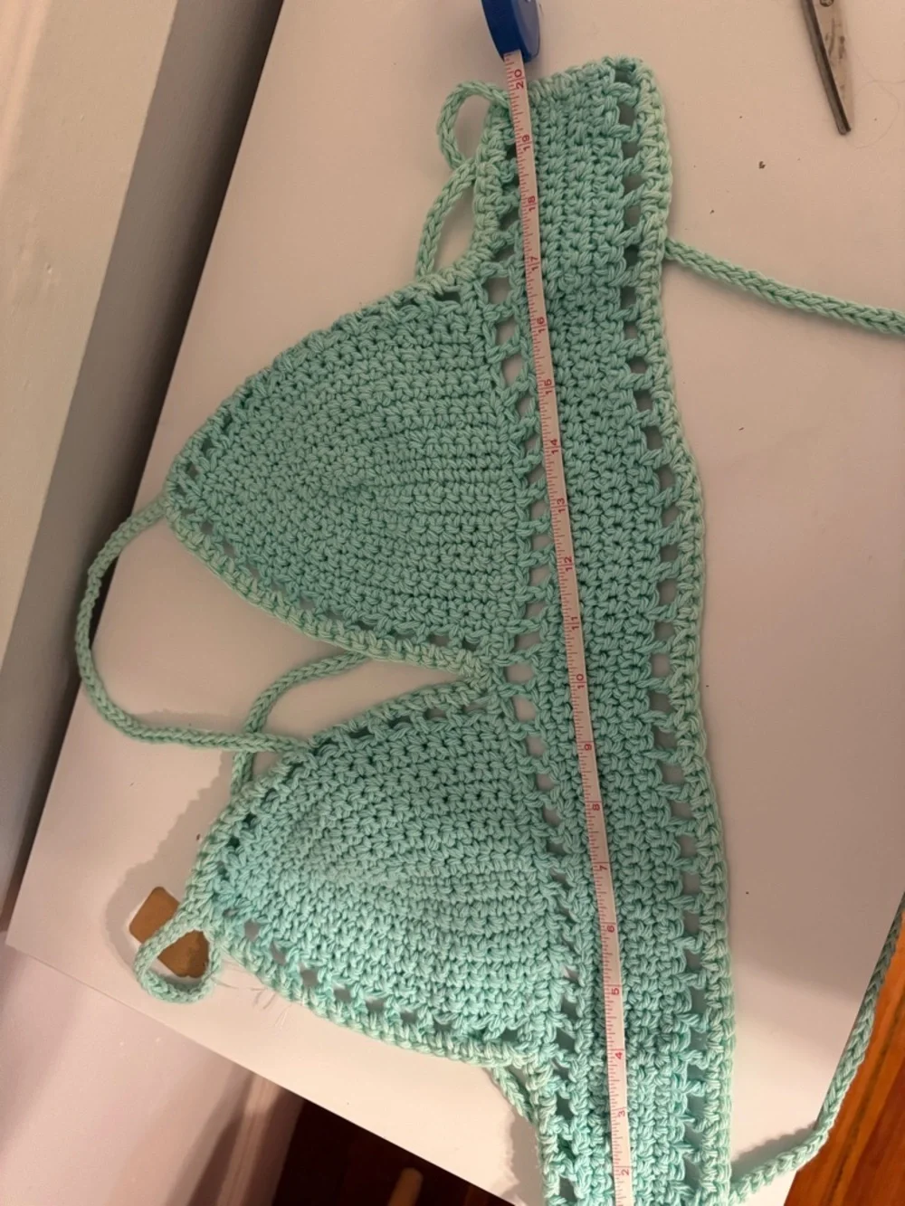 Crochet Bralette in Mint Green Blue Boho Cotton Delicate Crochet Camisole